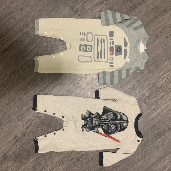 Star Wars Baby Gap R2D2 & Darth Vader Unisex Infant Sweater Romper Bodysuit Knit - Picture 4 of 4